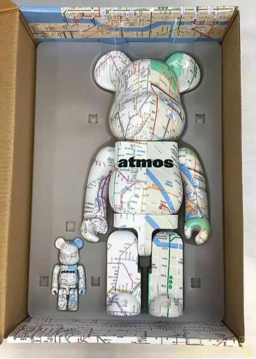 Medicom Toy 400% + 100% Bearbrick Atmos Be@rbrick Subway Tokyo & NYC Doll  Set