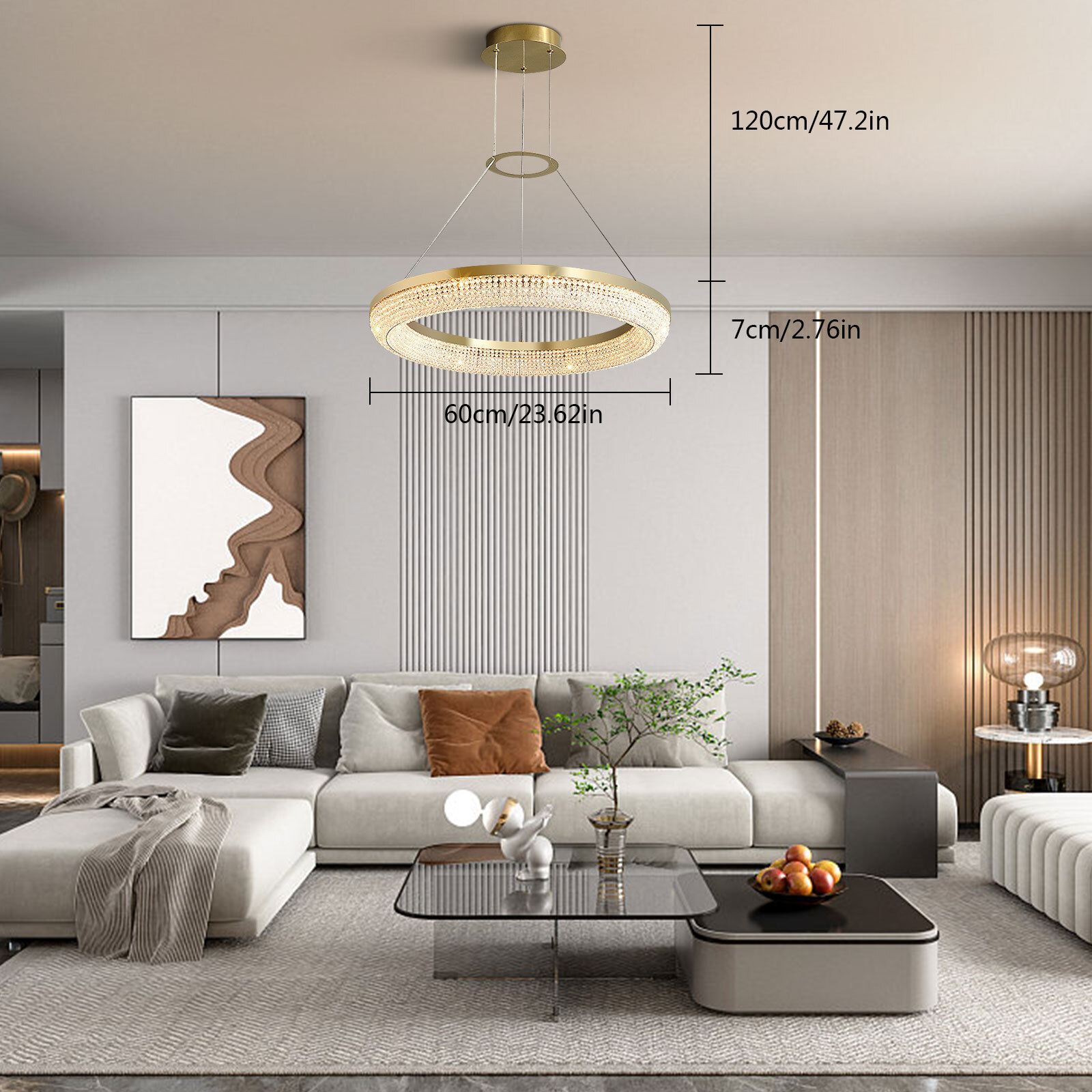 Modern Gold Crystal LED Chandelier Ceiling Pendant Light