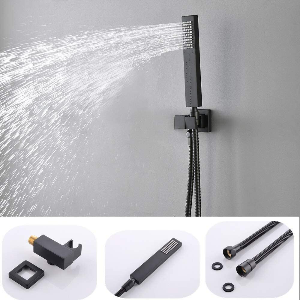 20 LED Rain Thermostatic Shower Faucet Set 6 Body Massage Spray Jet Mixer Tap