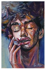 Man PORTRAIT Expressive MODERN ORIGINAL ACRYLIC  11.8 x 7.8 inches Abstract ART