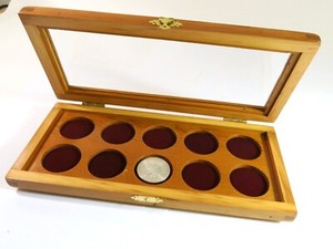 Vintage Solid Pine Fingerjoined Glass Fronted Display Box with 12 Spaces