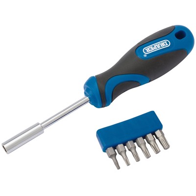 Draper Torx Star Soft Grip Screwdriver Bit Set 7 Pc 1/4'' Magnetic Holder 43613