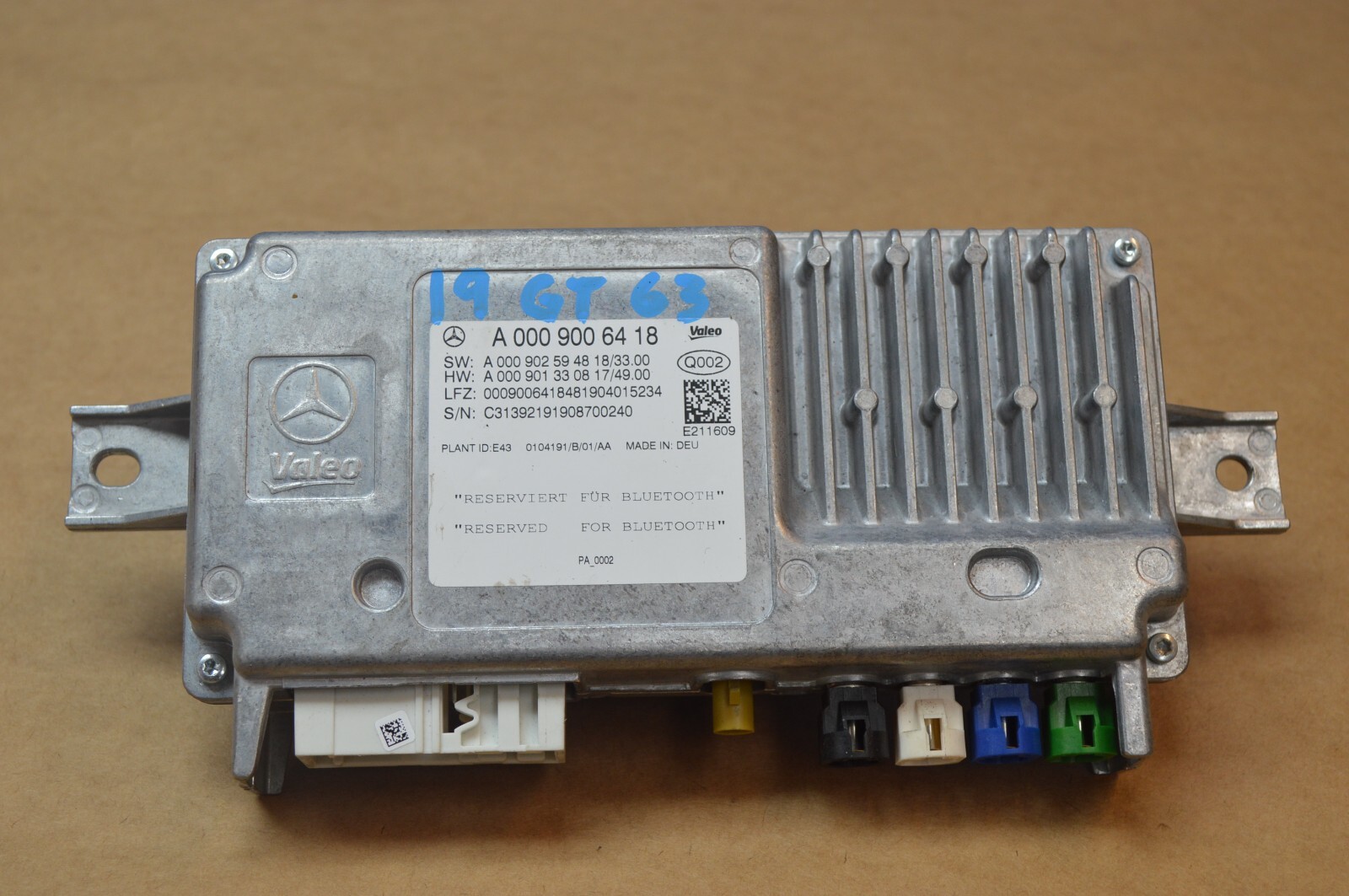 2019 X290 MERCEDES BENZ GT63 AMG CONTROL MODULE COMPUTER  