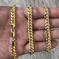6mm REAL 14K Miami Cuban Gold Plated Over Solid 925 Sterling Silver Chain ITALY