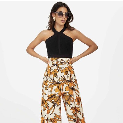 Sheike Retro Blooms Wide Leg  Floral Pants Size 10 NWT Reg $129.95
