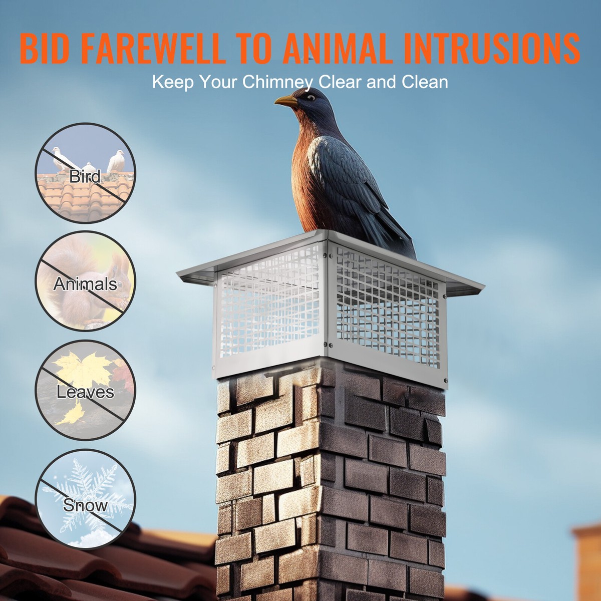 Chapeau De Cheminée Acier Inoxydable 304 Base Carrée 432mm - Pare-vent Et Pluie - Neuf