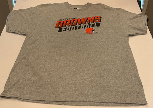 New  Cleveland Browns Large Logo Men’s Short Sleeve Tee Shirt NFL Gray Sz 2XL E6 - Picture 1 of 5