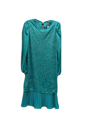 Tina Barrie Vintage Sequin Formal Dress Green Size 10 | eBay