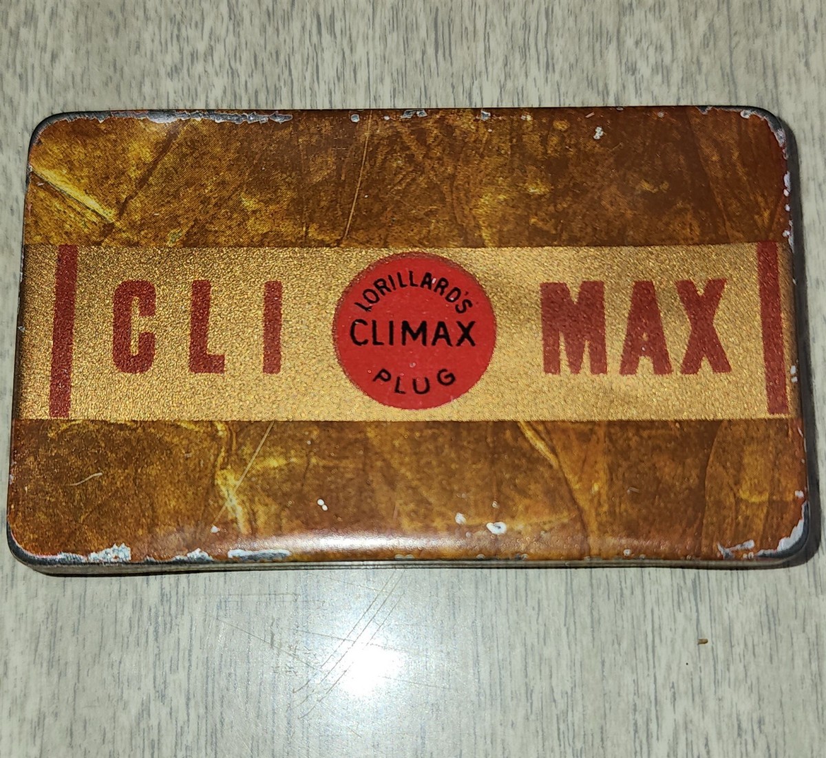 VINTAGE EMPTY LORILLARDS CLIMAX TOBACCO PLUG TIN THE GRAND OLD CHEW 3.25