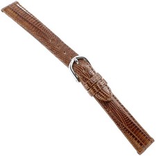 16mm deBeer Brown Genuine Teju Lizard Turned Edge Stitched Mens Watch Band