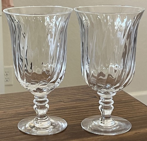 Gorham Gentry Clear Crystal Iced Tea Water Glasses Goblets 7 " Set of Two - Picture 13 of 15