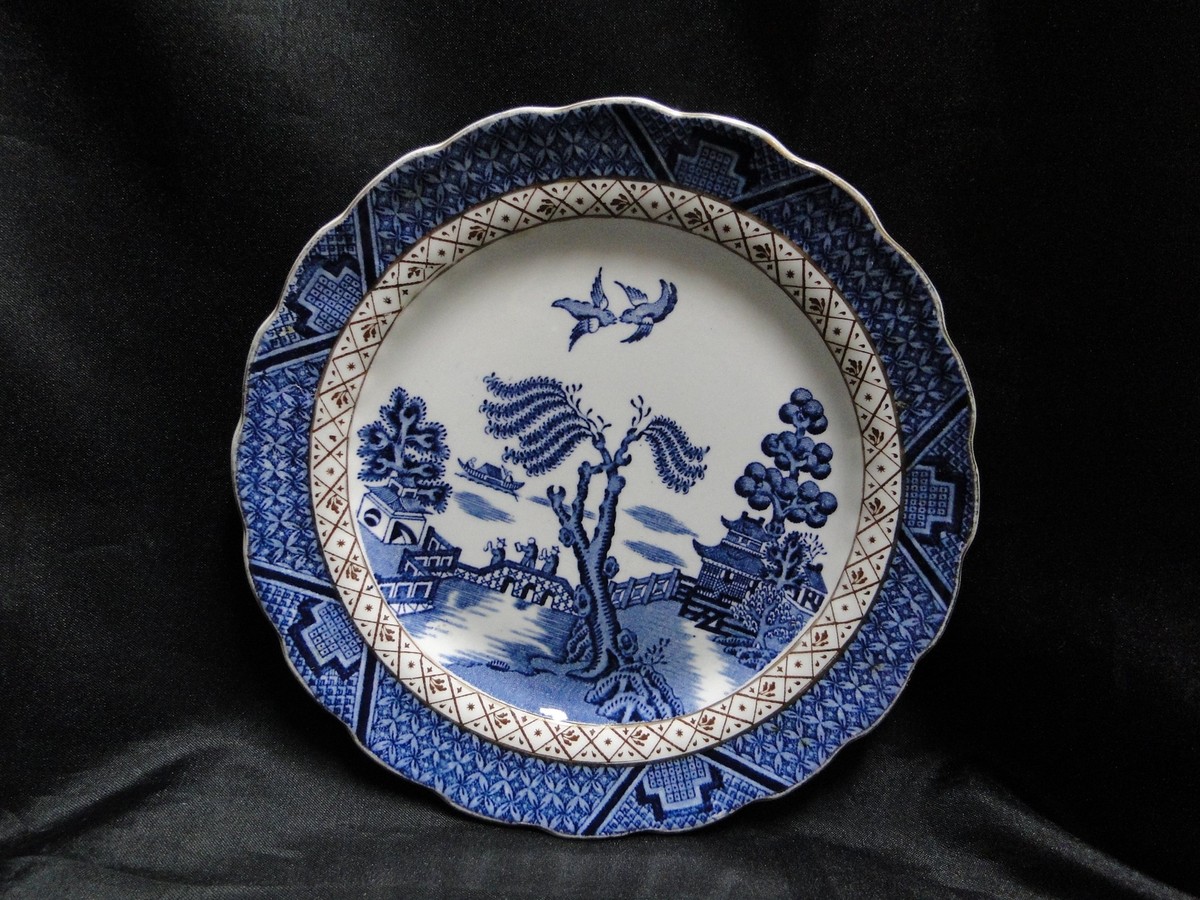 Booths Real Old Willow Blue, Gold Trim: Dessert Plate, 7/8