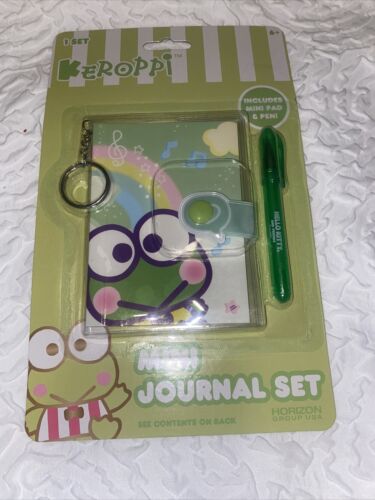 Sanrio Hello Kitty Keroppi Mini Journal Keychain Set Kawaii Cute Green New - Picture 1 of 3