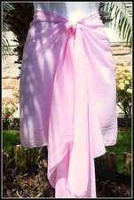 Solid Pink Short Half Size Sarong Pareo Shawl Beach Bikini Cover-up Wrap Skirt