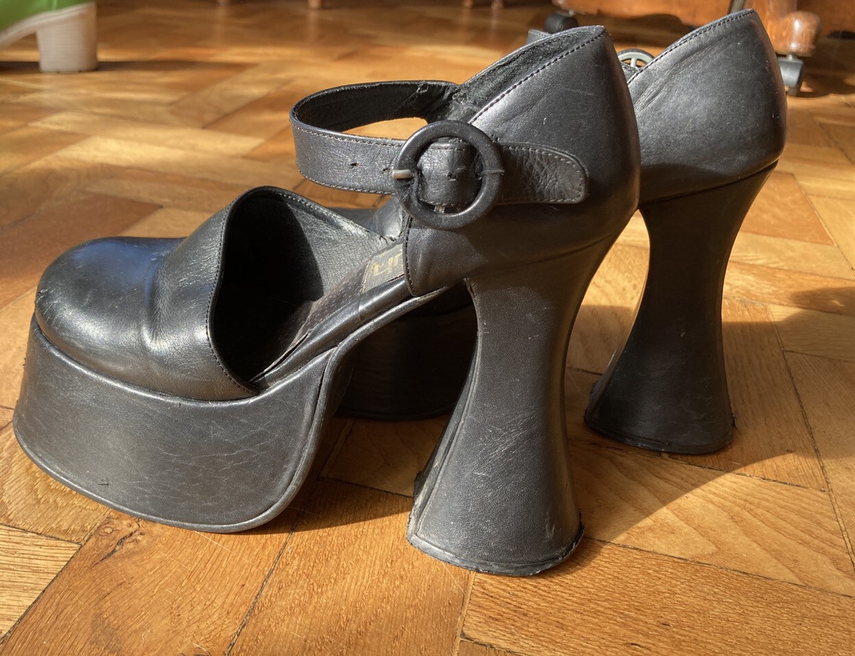 90's Chunky Platform Shoes Sandals Pumps Vtg EU 38C Leather 90's Chunky Platform Shoes Sandals Pumps Vtg EU 38C Leather
