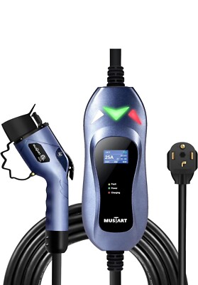 mustart level 2 EV charger NEMA 14-30 25A 240V 25FT J1772