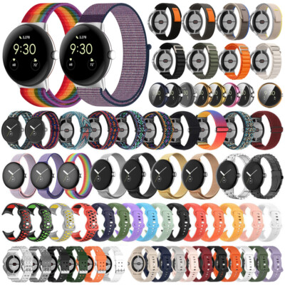 Für Google Pixel Watch 2 Milanese Edelstahl Leder Nylon Ersatz Armband/TPU Hülle