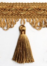 ab 1m Quastenborte 8cm Hellbraun Bronze Posamentenborte Dekoborte Troddeln DE