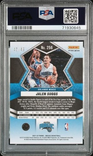 PSA 10 Pop 3 Jalen Suggs 2021 Mosaic Purple Prizm Pride #256 Rookie RC 45/49 SSP - Picture 2 of 2