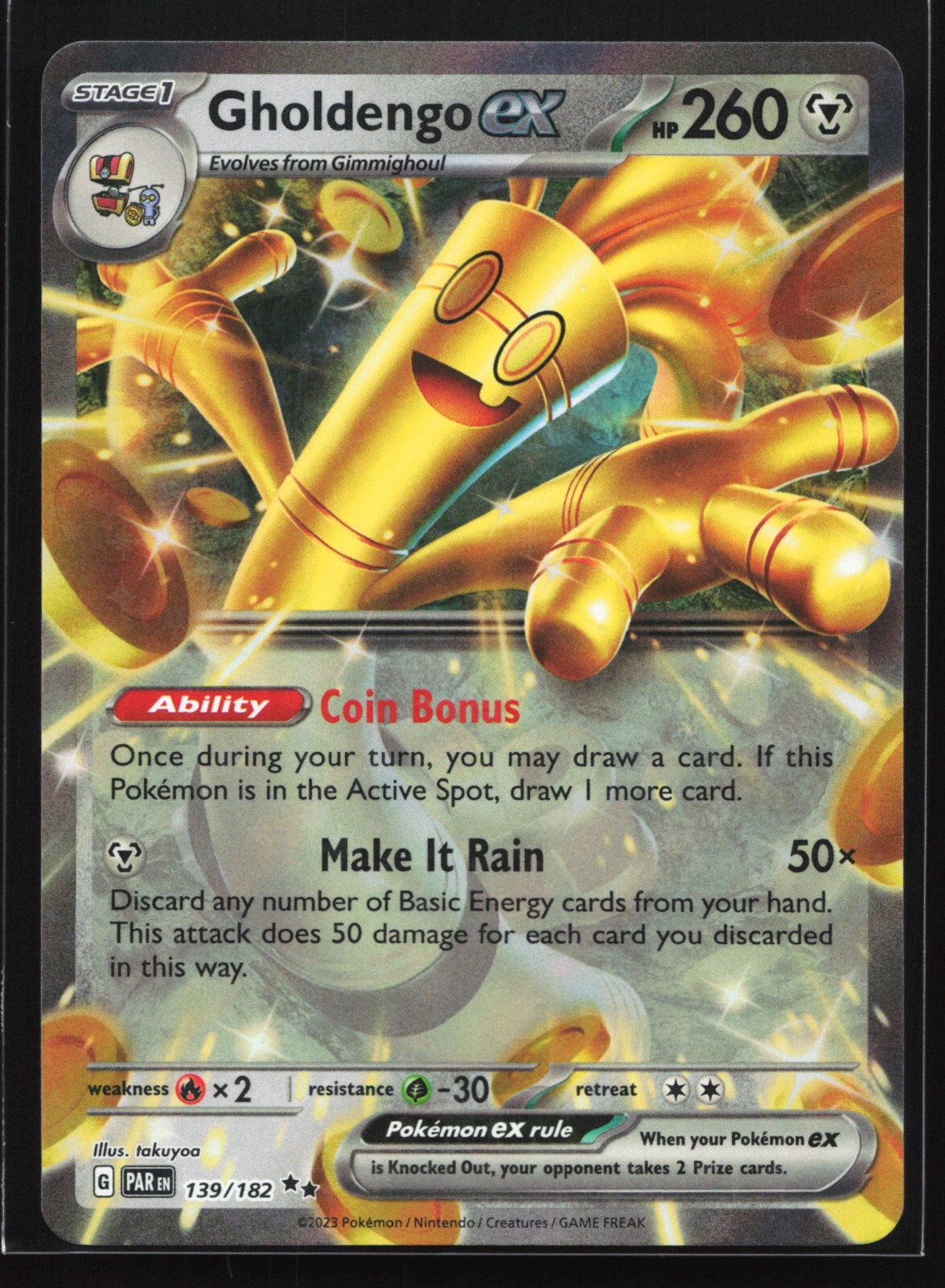 Pokemon Gholdengo ex 139/182 Paradox Rift Double Rare Holo NM