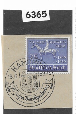 6365 Stamp CTO B144 1939 Blue ribbon Horse race Hamburg Germany