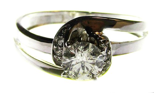 Anillo oro blanco 18cts, diamante certificado 0.51cts color F +6 diamantes peque - Imagen 11 de 12