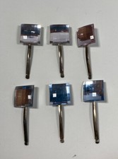 Vintage Hair Clips Pink and Blue Square Glass Bling