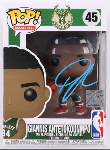 Giannis Antetokounmpo Hand-Signed FunkoPop Milwaukee Bucks (PSA)