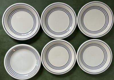 La Primula Blue & White Striped Plates Hand-Painted Made in Italy - Set Of 6 