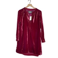 NEW Anthropologie Women's Size XS Melody Velvet Tunic Dress Raspberry Pink Red