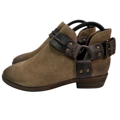 Free People Belle Harness Boots Womens 7.5 Taupe Fawn Suede Ankle Western NIB