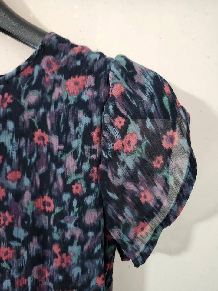 Vestido infantil abercrombie meninas 11/12 manga curta mudança floral forrado abstrato boho - Imagem 4 de 4