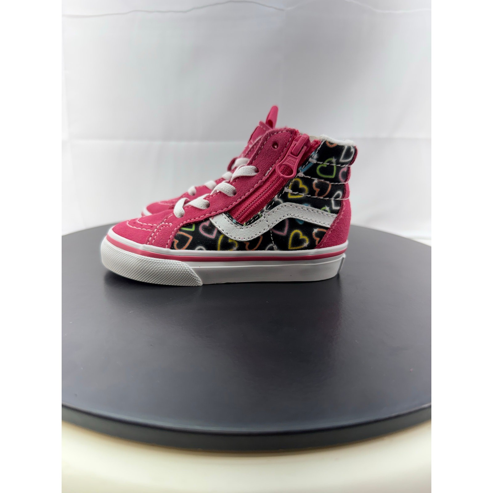 Vans Kids Sk8-Hi Reissue Side Zip Toddler Size 6 Pink Hearts Shoes Sneakers