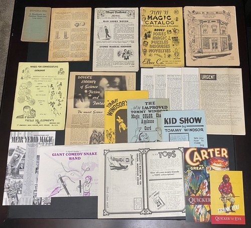 Vintage Magic Catalogs, Booklets, Circulars, Elbee, Brewe, etc, 1940s–‘80s, 16pc