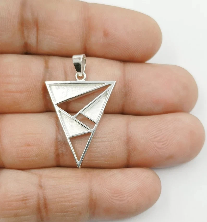 Triangle Pendant 24x30mm 925 Sterling Silver Blank Bezel for Resin& Ash Keepsake - Image 2 of 4