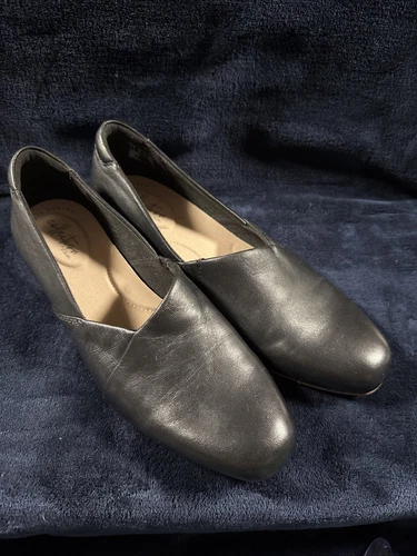 Mocassino donna Clarks Juliet Palm taglia 7 scarpa slip on pelle nero casual