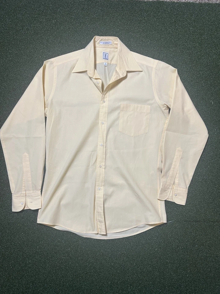 Camisa vintage YSL Yves Saint Laurent amarilla pastel abotonada 15 32-33 de colección años 90 Foto 2 de 4