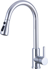 Stainless Steel Kitchen Sink Taps Mixer with Pull Out Spray, Swivel Single Handl