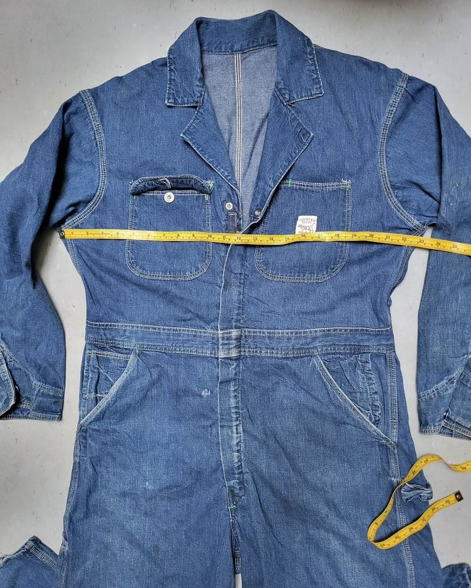 Vtg 50s POINTER BRAND Denim Coveralls Workwear Selvedge Indigo | eBay
