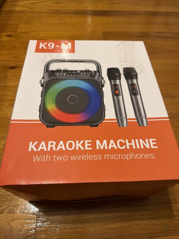 K9-M Karaoke Machine with two wireless microphones Brand New Black