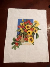 completed finished cross stitch 8" x 8" Unframed New Decoration, bouquet, flower