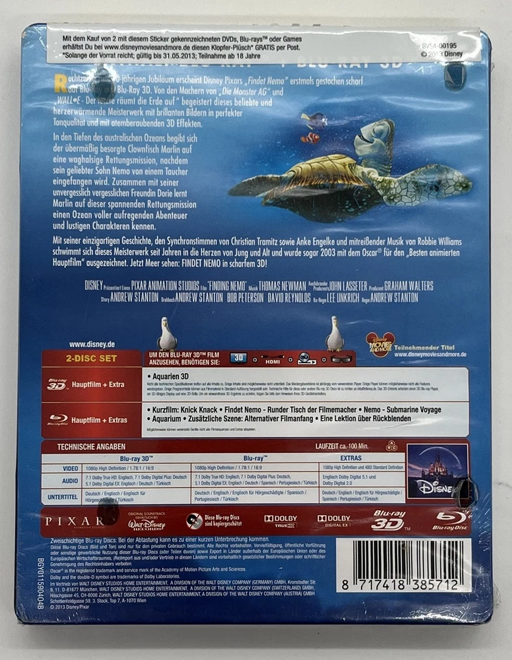 Findet Nemo 3d Blu Ray Steelbook Disney Neu In Folie Leichte Lagerspuren - Bild 2 von 4