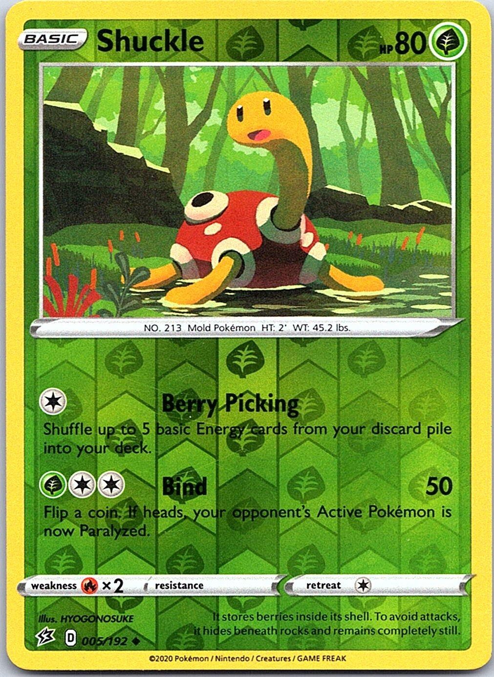 Shuckle 005/192 Uncommon Rebel Clash Pokemon Reverse Holo Near Mint