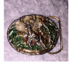 The Great American Buckle Company Oval Metal Deer Hunting Belt Buckle 1643