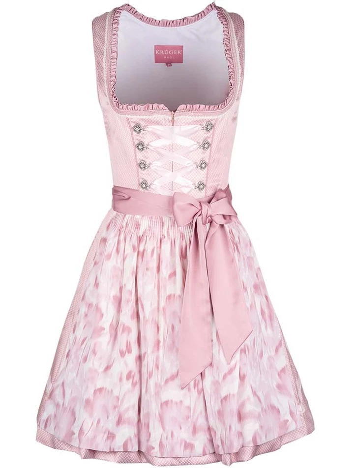 Krüger Dirndl Nemi 50cm Länge rose kurz Minidirndl rosa Jacquard - Bild 1 von 4