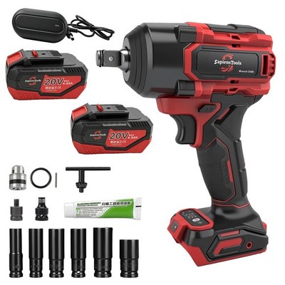 20V Brushless Impact Wrench Kit, 500Nm High Torque, 1/4'' with Adapter 4-Speed...