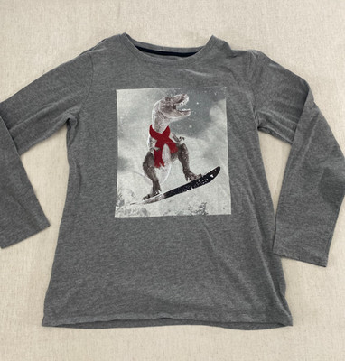 Epic Threads T-Shirt Boys XL Gray Dinosaur Graphic Long Sleeve Pullover Casual