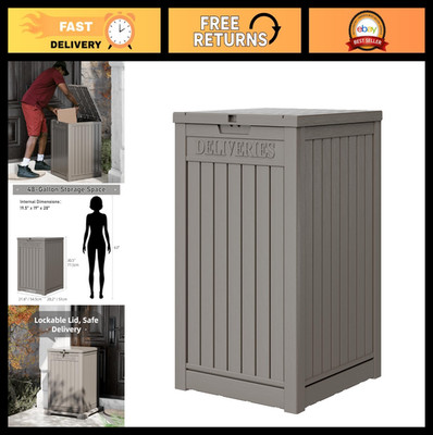 Secure Outdoor Package Delivery Box, 48 Gallon Waterproof Storage, Lockable Resi