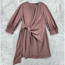 ASOS Dress 14 Tie Avant Garde Side Tie Career Classic Lightweight Zip Brown