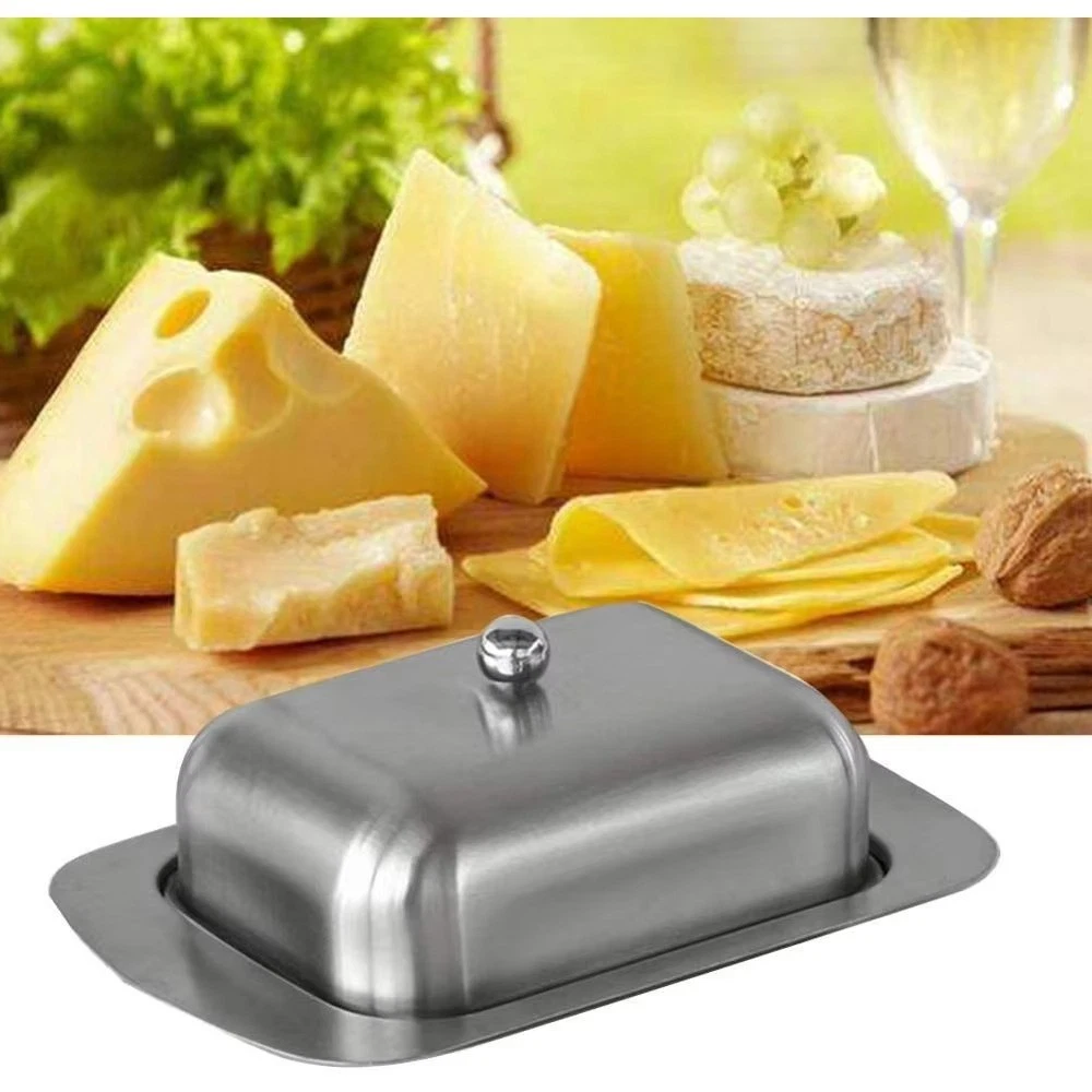 Stainless Steel Butter Dish 7 Inch with Easy Grip Lid Storage Box.
Opens in a new window or tab